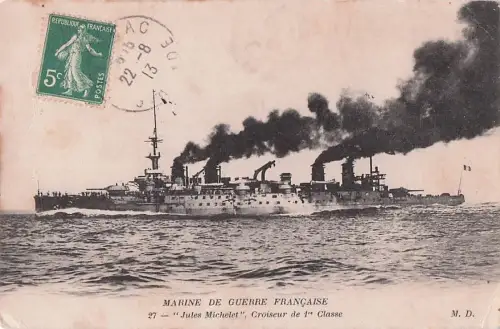 MARINE DE GUERRE FRANÇAISE 27- "Jules Michelet", Croiseur de 1" Classe -800714