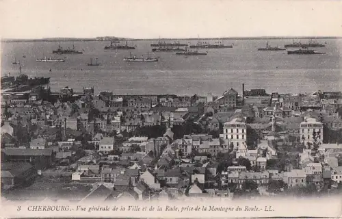 3 CHERBOURG.- Vue générale de la Ville et de la Rade, prise de la Montagne du Roule.- LL. -800822