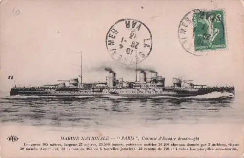 MARINE NATIONALE - "PARIS ", Cuirassé d'Escadre dreadnought -800810