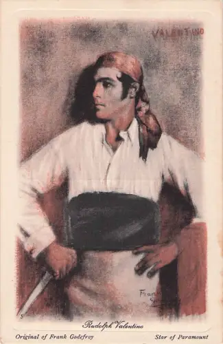 Künstler-AK Schauspieler Rudolph Valentino in der Garderobe einer Filmrolle -800942