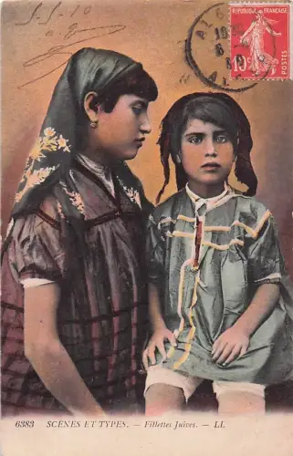 JUDAICA, SCÉNES ET TYPES, FILLETTES JUIVES, Vintage Postcar -800946