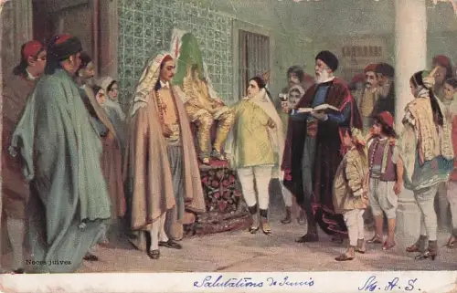 Judaika Künstler Ak Noces Juives, Juden in Trachten -800968