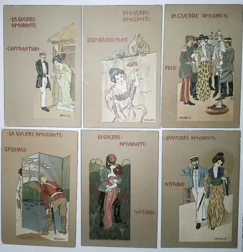 RAPHAEL KIRCHNER - Art Nouveau Komplettserie 6 La Guerre Amusante -798868