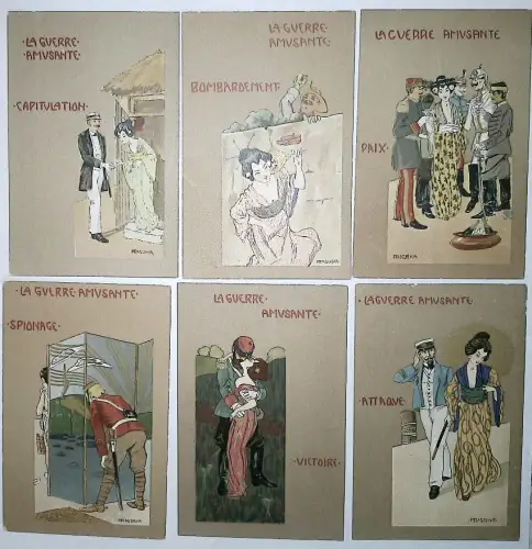 RAPHAEL KIRCHNER - Art Nouveau Komplettserie 6 La Guerre Amusante -798868