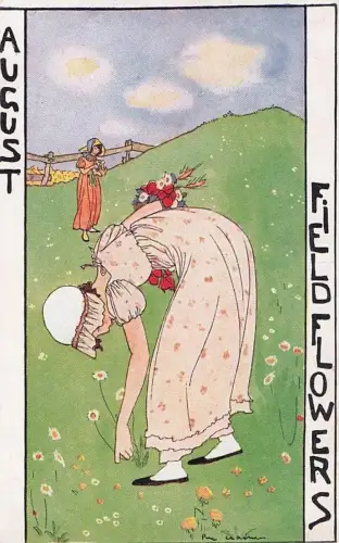 Künstler Ak Cramer, Rie, August, Field Flowers, Allegorie -801284