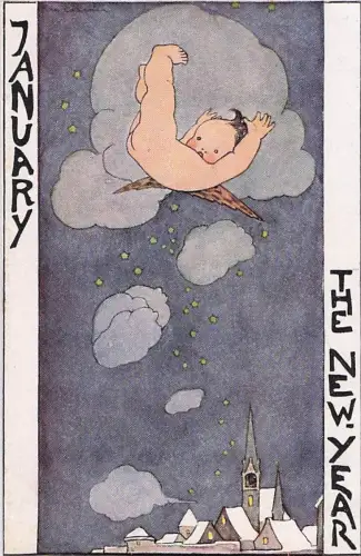 Künstler Ak Cramer, Rie, JANUARY THE NEW YEAR Monat: -801298