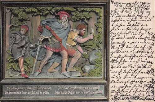 Künstler-AK Wildbad, Graf Eberhard`s Flucht -801330
