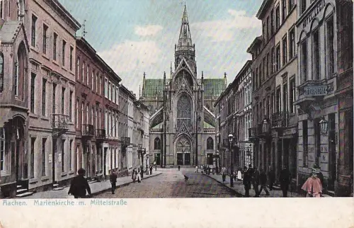 Aachen Marienkirche mit Mittelstrasse Kat. Aachen -801508