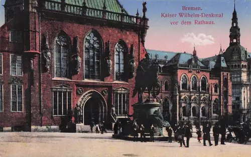 Bremen. Kaiser Wilhelm-Denkmal vor dem Rathaus. -801426