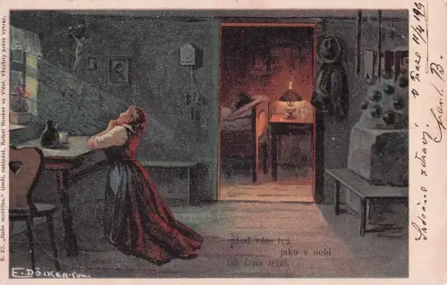 Kuenstlerkarte E Doecker Gebet Kat. Kuenstlerkarten -801682