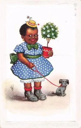 Künstler Ak Scheuermann, Willi, Glückwunsch zum Geburtstag, Mädchen mit Blumentopf, Hund -801680