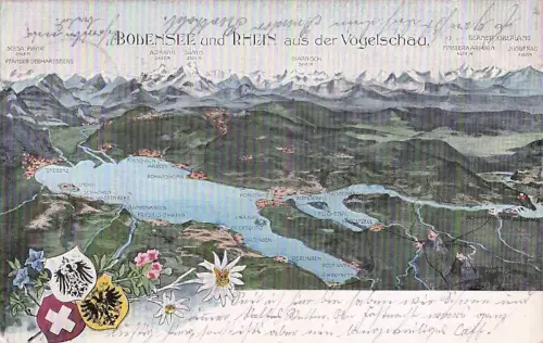 BODENSEE und RHEIN aus der Vogelschau. AUMANN SANTIS -801960