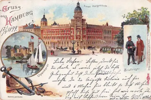 Gruß aus Hamburg - Litho -801996