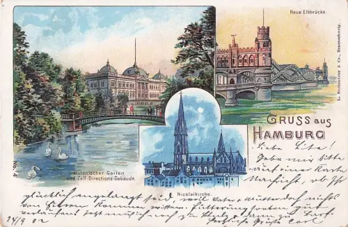 Gruss aus Hamburg - Litho -801928