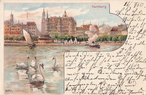 Hamburg Schwaene Dampfschiff Kat. Hamburg -801944