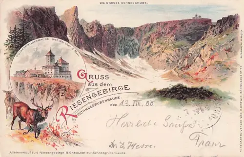 Niederschlesien: Riesengebirge, Gruss aus, Schneebergbaude -802018