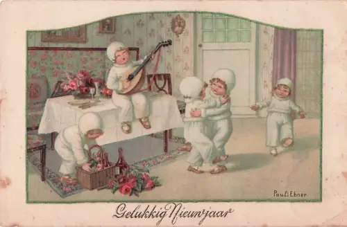 Künstler Ak Ebner, Pauli, Glückwunsch Neujahr, Bonne année, Kinder -802060