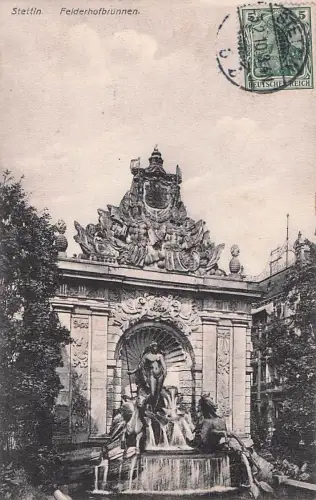 Ak Szczecin Stettin Pommern, Berliner Tor mit Felderhoffbrunnen -802210