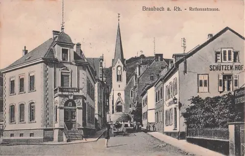 Ansichtskarte Braubach a. Rh., Gasthaus Schützenhof, Rathhausstrasse -802250