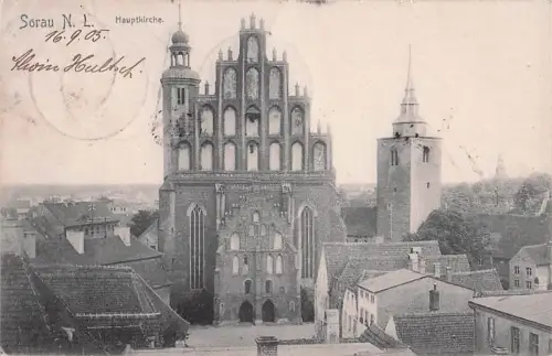 AK Postkarte Sorau Zary Herz - Jesu - Kirche Marienkirche Schlesien -802332