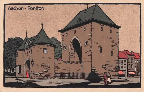 Steindruck Ak Aachen in Nordrhein Westfalen, Ponttor -802302
