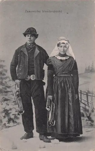 Ak Zeeland, Liebespaar in niederländischer Volkstracht -802442