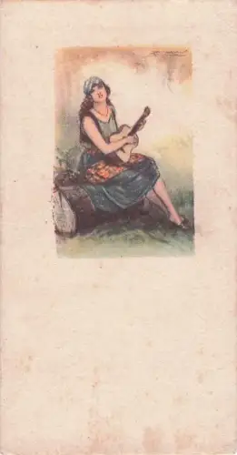 Künstler Ak Mauzan, Frau mit Gitarre und Kopftuch, Zigeunerin -803412
