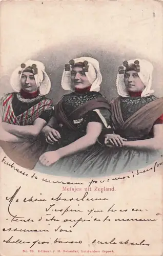 Ak Meisjes uit Zeeland, Frauen in niederländischer Tracht -802410