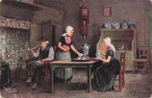 Kunstserie „Interieur holländischer Landhäuser“ – signierte Vintage-Postkarte von Heyermans -802592