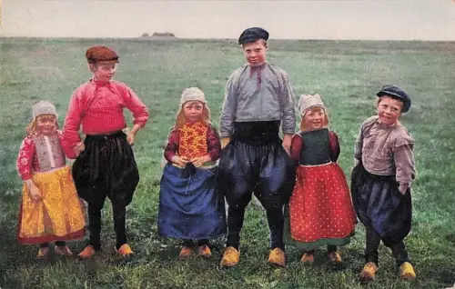 Ak Marken, Photochromie, Nenke und Ostermaier Serie 292 Nr. 4460, Kinder in Tracht, Holzschuhe -802564