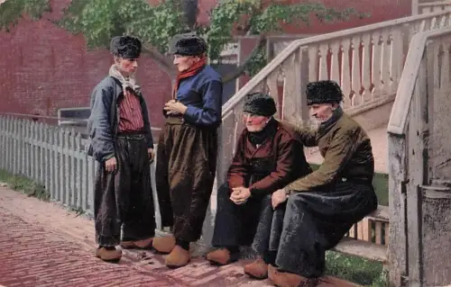 Volendam Niederlande, Holland Niederländische Männer, Holzschuhe Postkarte -802690