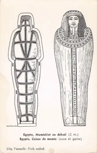 Egypte, Mumiekist en deksel (2 m.) Egypte, Caisse de momie (cuve et gaine) -802816