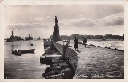 Ak Port Said Ägypten, Ansicht vom Hafendamm aus -802800