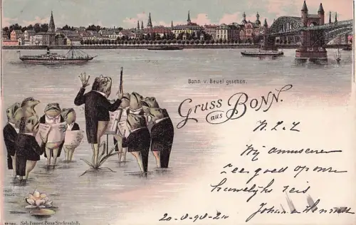 thographie Bonn, Froschkonzert am Rhein, Bonn von Beuel gesehen -803062