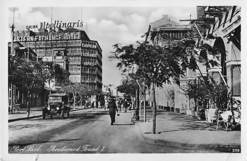 Ak Port Said Ägypten, Boulevard Eugénie, Apollinaris Reklame -802900