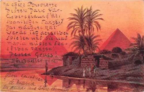 Künstler-Ansichtskarte Friedrich Perlberg: Pyramiden von Gizeh -802976