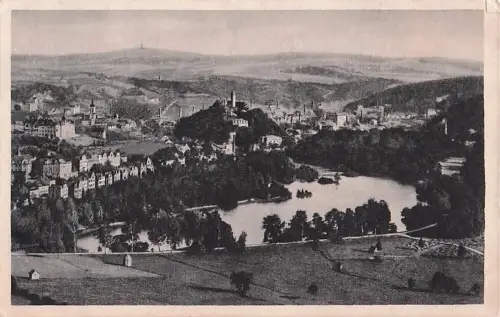Greiz Thueringen Blick vom Weissen Kreuz Elster Schloss Kat. Greiz -803182