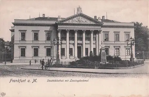 Frankfurt a. M. Stadtbibliothek mit Lessingdenkmal -803178