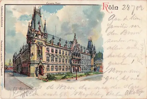 Lithographie Köln, Ansicht der Kaiserl. Post -803154