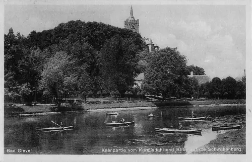 Bad Cleve Kahnpartie vom Kermisdahl und Blick auf die Schwanenburg -803244