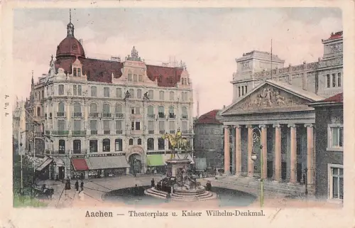 Aachen - Theaterplatz u. Kaiser Wilhelm-Denkmal. -803150