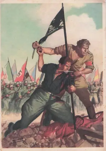 Faschistische farbige Postkarte Italien 3. Reich -804066