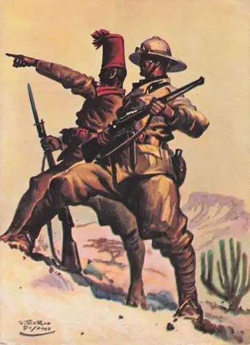 Italienische patriotische Postkarte: Kolonialbataillon in Eritrea -804070