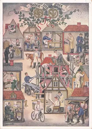 Offizielle Postkarte, Reichshandwerkertag 1936, Künstlerkarte -804740