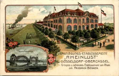 Düsseldorf-Obercassel - Vergnügungs Etablissement Rheinlust - Litho -622864