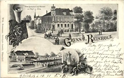 Gruss aus Reisholz Düsseldorf - Hotel zum Bahnhof - Litho -622884