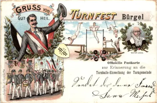 Offenbach - Gruss vom Turnfest Bürgel - Litho -493396