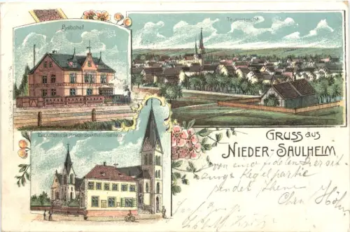 Gruss aus Nieder-Saulheim - Litho -704910