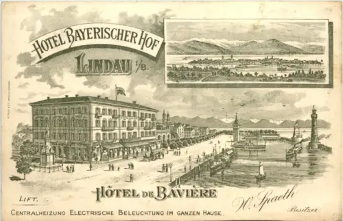Lindau - Hotel Bayrischer Hof Hotel de Baviere - Litho Vorläufer -608086
