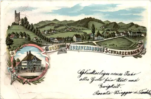 Gruss aus Neuravensburg Schwarzenbach - Litho -612162